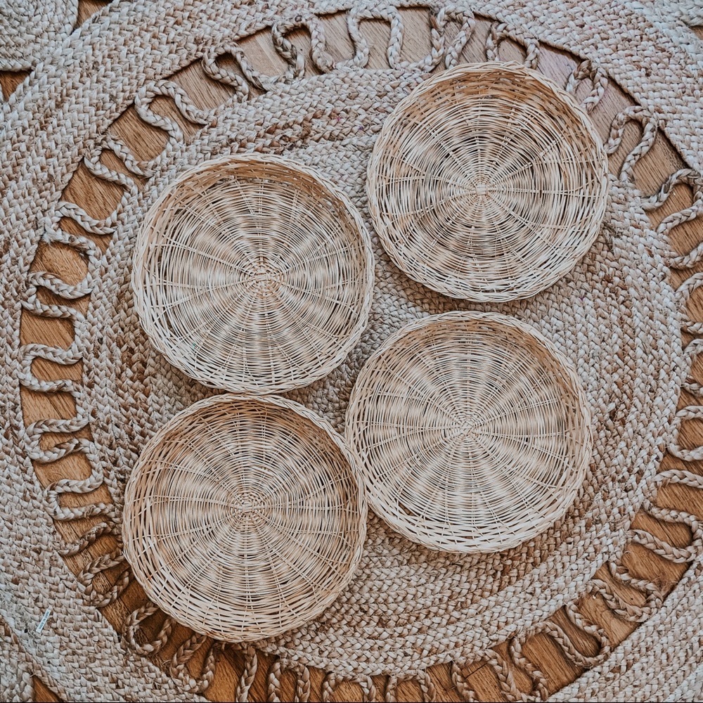 4 Vintage Boho Wicker Wall Decor